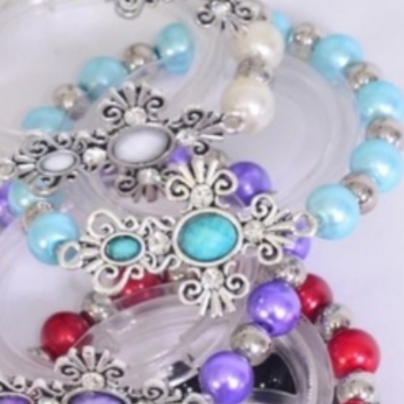 Cross Bracelet Dk PINK RED Silver cross with Dk PINK RED color Beads and … - Picture 8 of 9